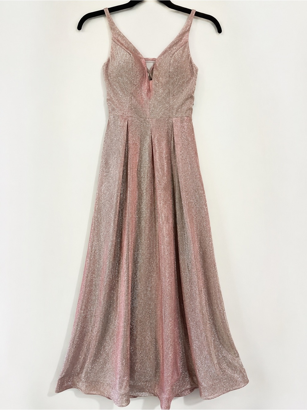 Crystal Doll Glitter Formal Gown Dress w/ Pockets Champagne Pink Size 5 Prom